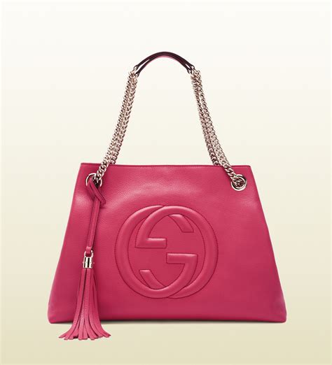 gucci double g pink leather|Gucci leather shoulder bag.